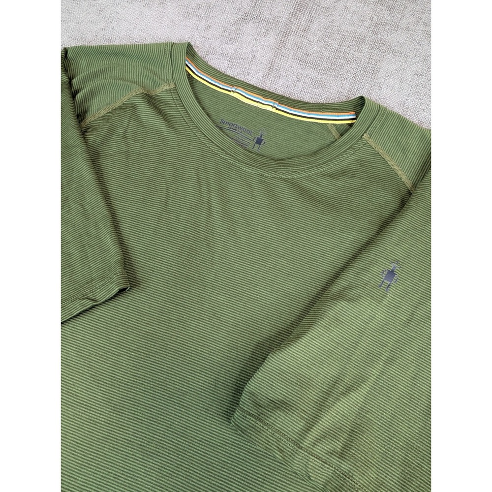 Smartwool Shirt Mens XL Green Merino 150 Base Layer Stripe Short Sleeve Tee